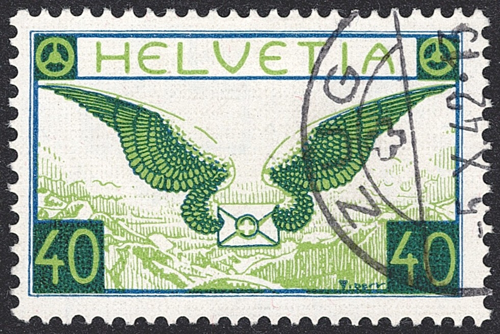 Schweiz, Flugpost, Flugbrief, Nr.15z, geriffeltes Papier, ZUG