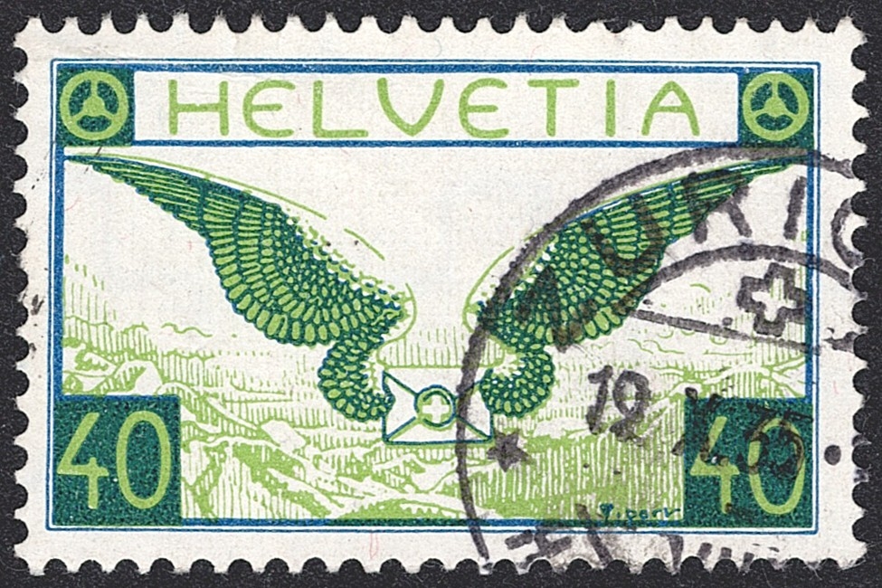Schweiz, Flugpost, Flugbrief, Nr.15z, geriffeltes Papier, ZÜRICH