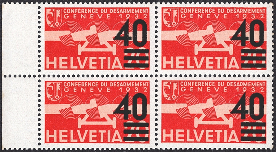 Schweiz, Flugpost, Nr.25, 40/20Rp., im Viererblock