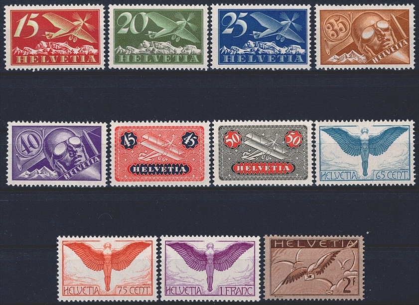 Schweiz, Flugpost, Nr.3-13, 1923-1930, komplette Serie
