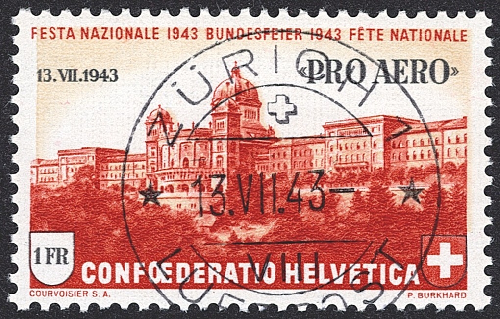Schweiz, Flugpost, Nr.36, Pro Aero, ET-Vollstempel ZÜRICH