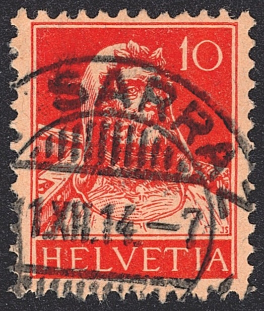 Schweiz, Freimarken, Nr.126l, 10Rp.rot Typ 1, LA SARRAZ