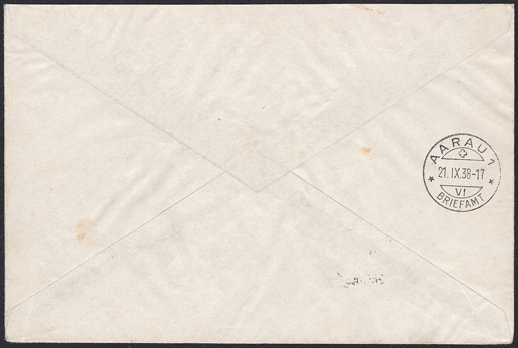 Schweiz, Sonderflüge, Ballonpost Aarau-Hornussen, Express-Brief, SF 38.2a – Bild 2