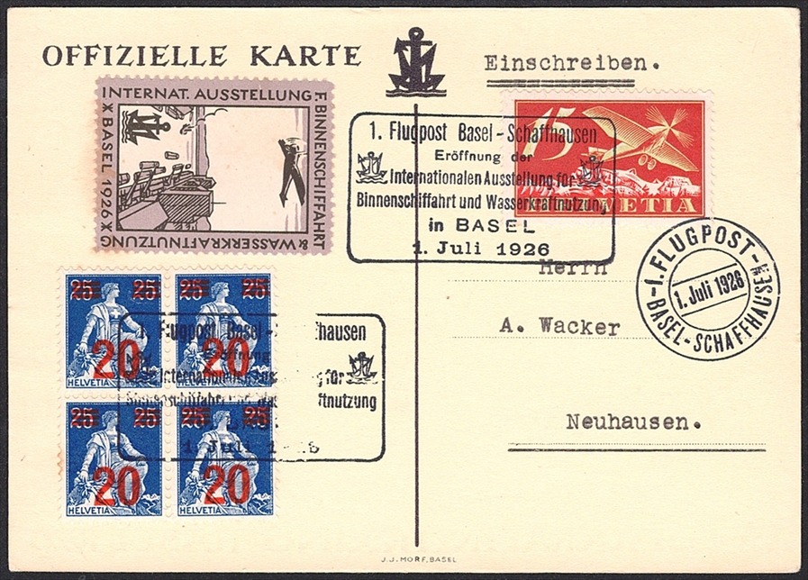 Schweiz, Sonderflüge, Binnenschifffahrts-Ausstellung, SF 26.3b