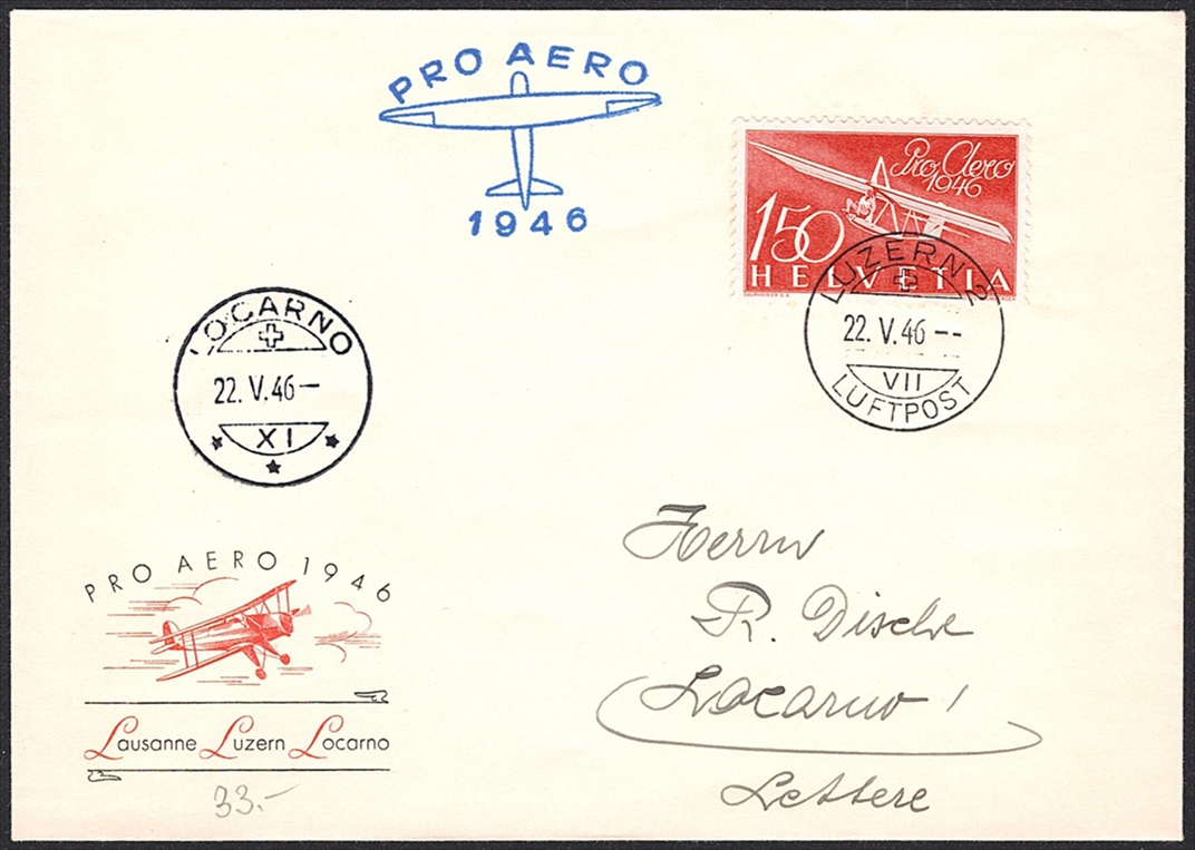 Schweiz, Sonderflüge, Pro Aero, Luzern-Locarno, 46.12c