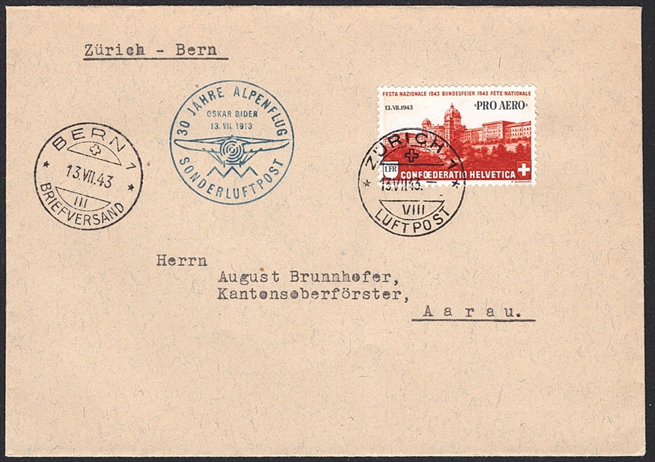 Schweiz, Sonderflüge, Pro Aero, Zürich-Bern, 43.1b