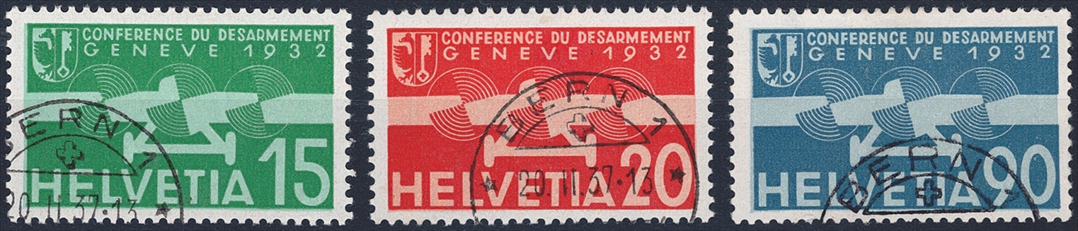 Schweiz,Flugpost, Nr.16-18, Abrüstungskonferenz, komplette Serie, BERN