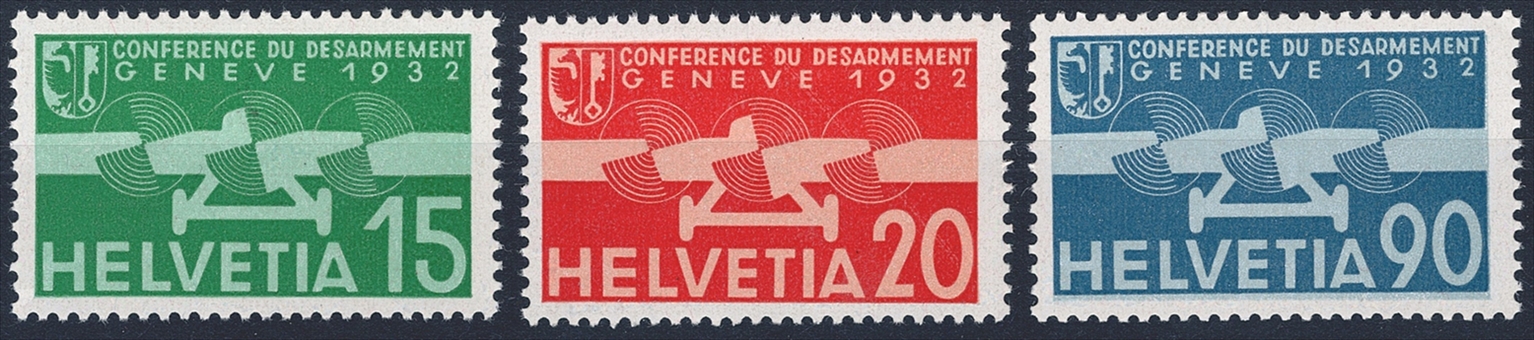 Schweiz,Flugpost, Nr.16-18, Abrüstungskonferenz, komplette Serie