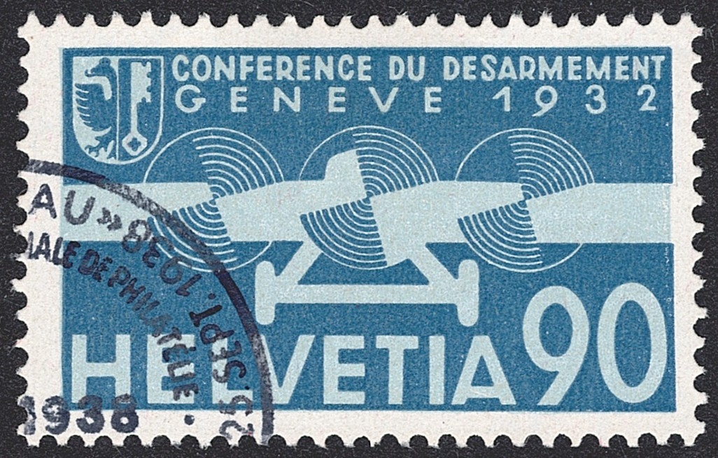 Schweiz,Flugpost, Nr.18, Abrüstungskonferenz, Eckstempel