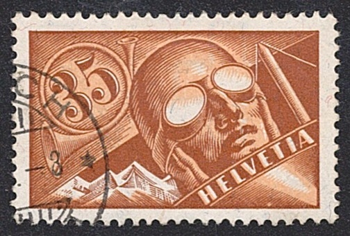 Schweiz,Flugpost, Nr.6, Pilot, Eckstempel