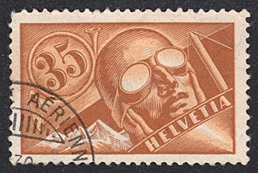 Schweiz,Flugpost, Nr.6, Pilot, Eckstempel