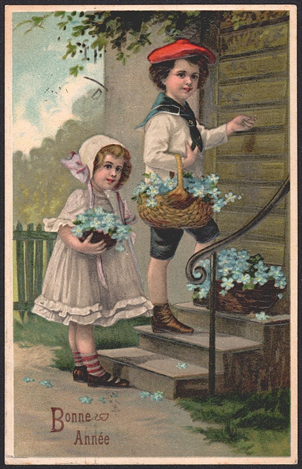 Ansichtskarten, Motive, Bonne Année, Prägedruck