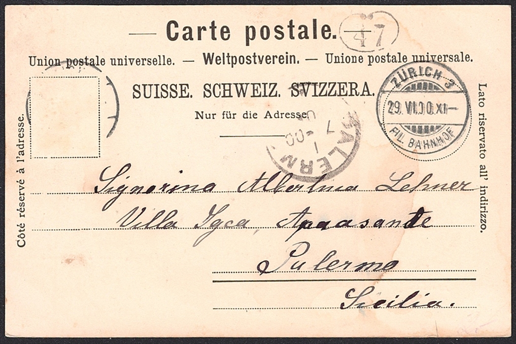 Ansichtskarten, Schweiz, Gruss aus ZÜRICH Blick vom Mühlesteg,1900 – Bild 2