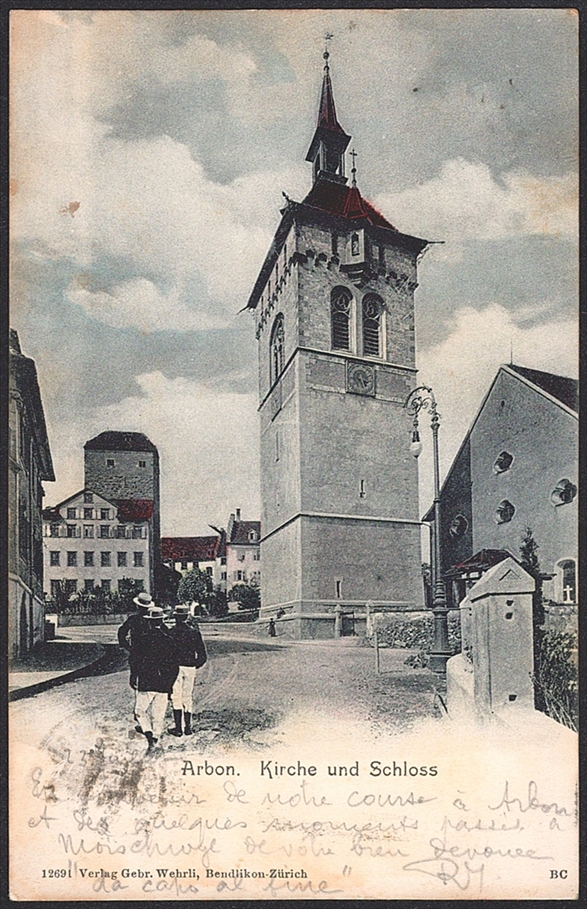 Lithographiekarten, Schweiz, ARBON Kirche und Schloss, 1905
