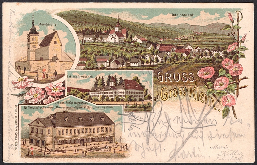 Lithographien, Österreich, Gruss aus GROSS-KLEIN, 4 Bilder, 1899