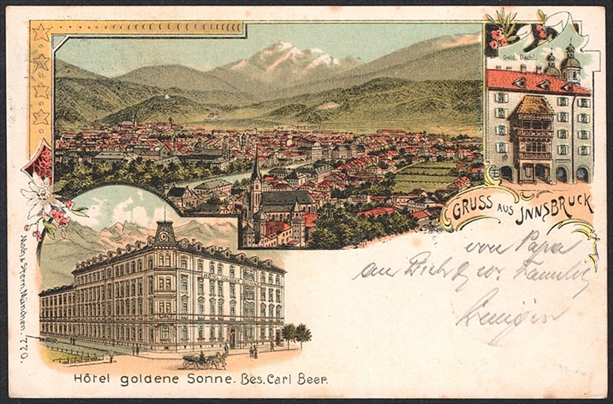 Lithographien, Österreich, Gruss aus INNSBRUCK, 3 Bilder, 1899