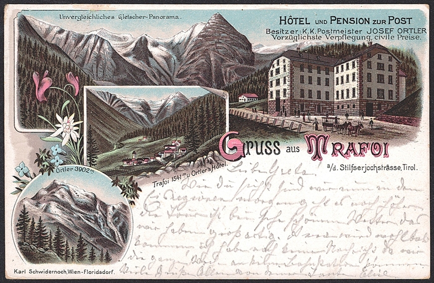 Lithographien, Österreich, Gruss aus TRAFOI , 4 Bilder, 1896