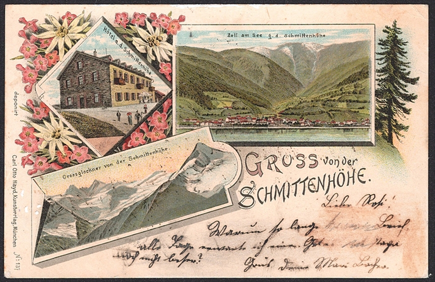 Lithographien, Österreich, Gruss von der SCHMITTENHÖHE, 3 Bilder, 1898