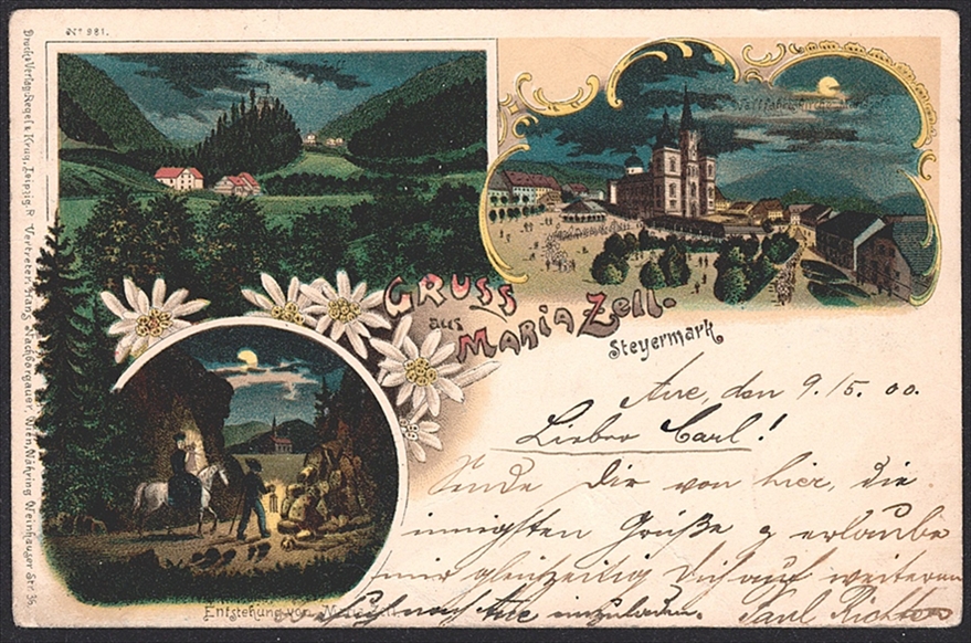 Lithographien, Österreich, MARIAZELL, 3 Bilder, 1900