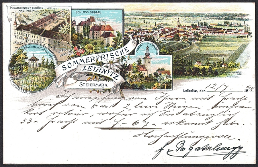 Lithographien, Österreich, SOMMERFRISCHE LEIBNITZ, 5 Bilder, 1898