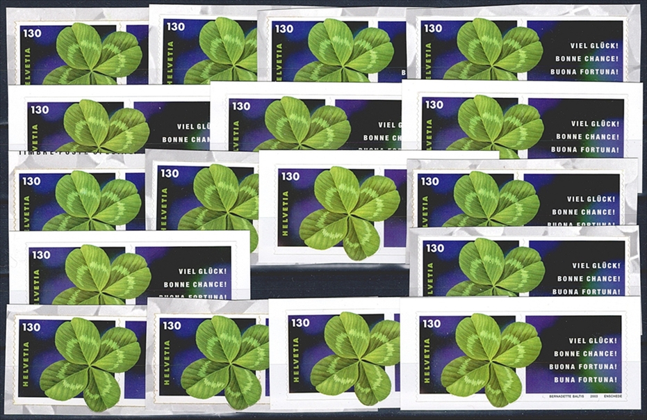 Schweiz 17 x CHF 1.30er "Kleeblatt" selbstklebende Briefmarken zum Frankieren