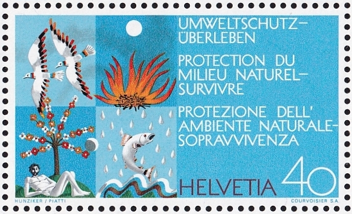 Schweiz 1972 SBK Nr. 519 "Umweltschutz" 16er Bogen CHF 0.40er postfrisch zum Frankieren – Bild 2