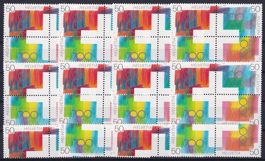 Schweiz 1991 SBK Nr. 807/810 - 40 x CHF 0.50 "700 Jahre Eidgenossenschaft" postfrisch zum Frankieren
