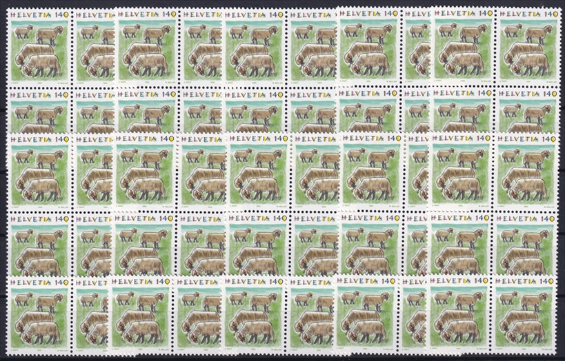 Schweiz 1994/95 SBK Nr. 866 - 50 x CHF 1.40 "Tiere II - Schafe" postfrisch zum Frankieren