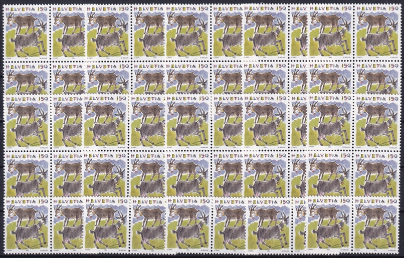 Schweiz 1994/95 SBK Nr. 867 - 50 x CHF 1.50 "Tiere II - Ziegen" postfrisch zum Frankieren