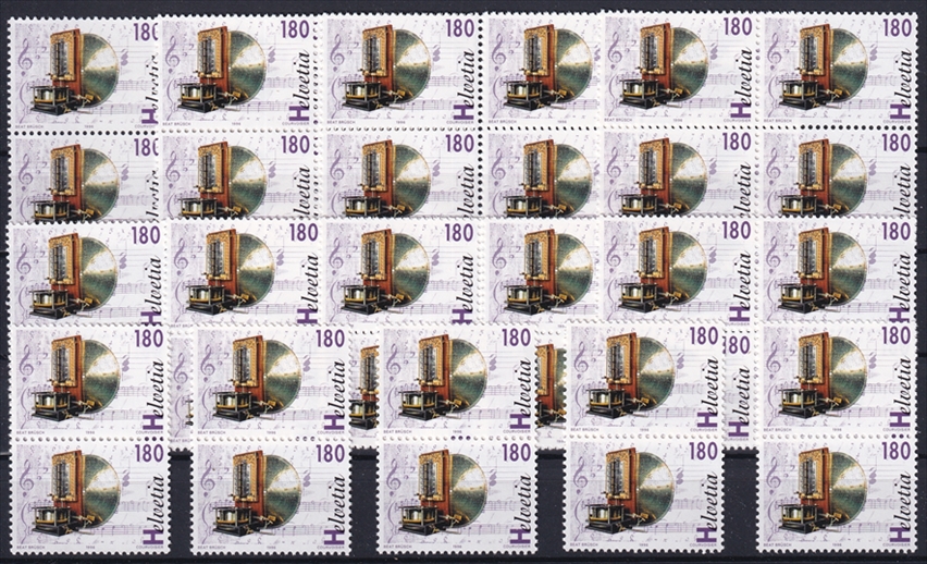 Schweiz 1996 SBK Nr. 904 - 50 x CHF 1.80 "Musikdosen und -automaten - Platten-Musikwerk" postfrisch zum Frankieren