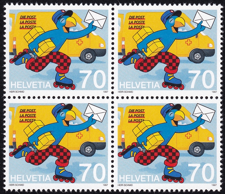 Schweiz 1997 Abarten SBK Nr. 913.Ab1 "Blauer Punkt unterhalb des Schnabels im Fenster" postfrisch **