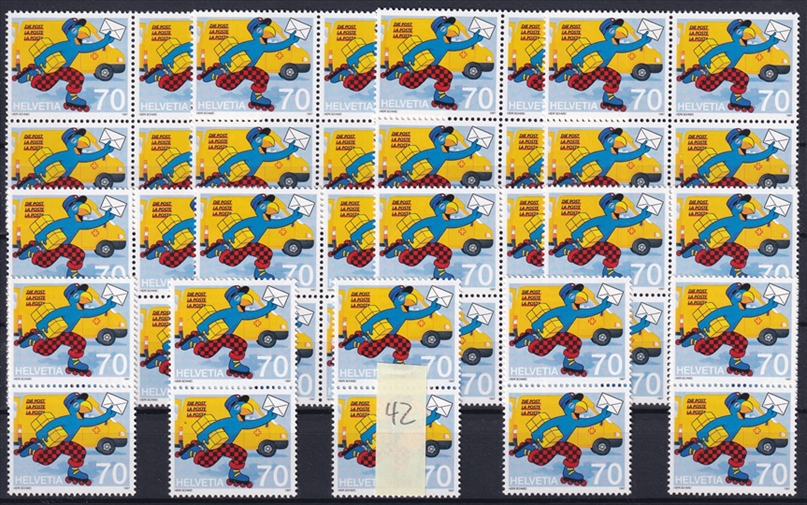 Schweiz 1997 SBK Nr. 913 - 42 x CHF 0.70 "Globi bei der Post" postfrisch zum Frankieren
