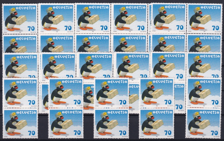Schweiz 1999 SBK Nr. 964 - 50 x CHF 0.70 "PINGU (Pakete mit Schnur) - Klein-Pingu als Postbote" postfrisch zum Frankieren