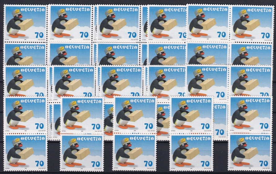 Schweiz 1999 SBK Nr. 987 - 50 x CHF 0.70 "PINGU (Pakete ohne Schnur) - Klein-Pingu als Postbote" postfrisch zum Frankieren