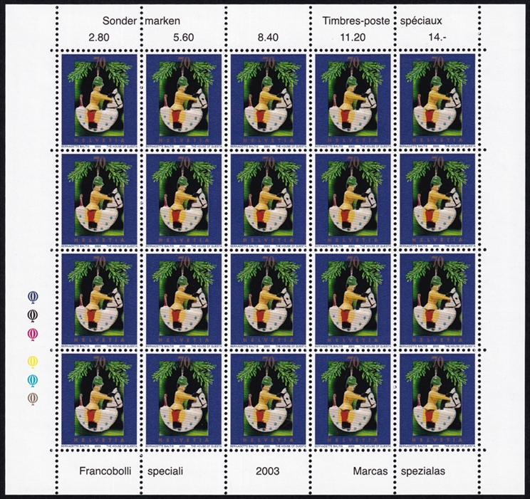 Schweiz 2003 SBK Nr. 1105 "Christbaumschmuck - Reiter" 20er Bogen CHF 0.70er postfrisch zum Frankieren