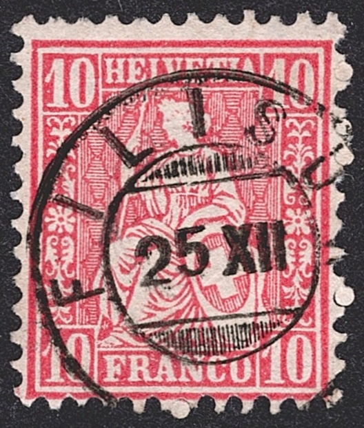 Schweiz, Abstempelungen, Kanton Graubünden, Zwergstempel FILISUR auf 10Rp.Sitzender Helvetia