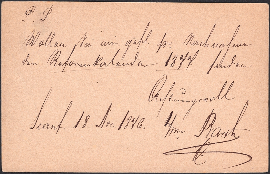 Schweiz, Abstempelungen, Kanton Graubünden, Zwergstempel SCANFS auf 5Rp.Postkarte – Bild 2