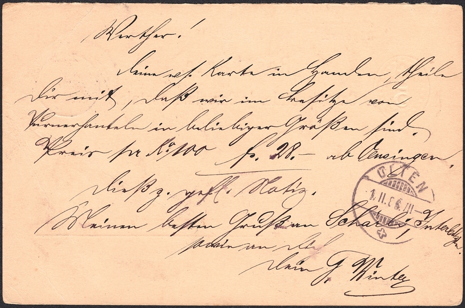 Schweiz, Abstempelungen, Kanton Solothurn, Zwergstempel CLUS-BALSTHAL, auf 5Rp.Postkarte/Antwortteil – Bild 2