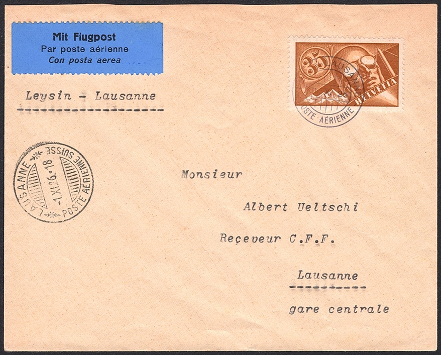 Schweiz, Flugpost, Sonderflüge, 1926, Flugmeeting Leysin, 24.4a