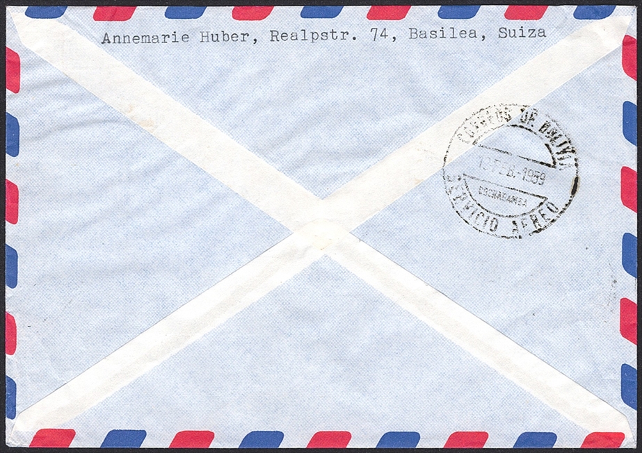 Schweiz, Frankaturen, Bedarfsflugpost, 1.20Fr., Brief über 9gr. nach Bolivien, BASEL – Bild 2