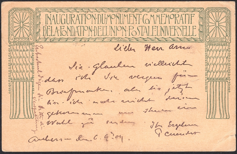 Schweiz, Ganzsachen, PK 049 mit Zusatzfrankatur nach Leipzig, AUBERSON – Bild 2