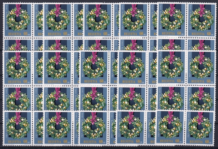 Schweiz Pro Juventute 1993 SBK Nr. J328 - 50 x CHF 0.60 "Pflanzen des Waldes - Weihnachtsmotiv" postfrisch zum Frankieren