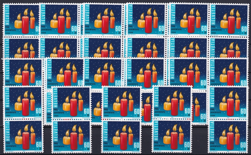 Schweiz Pro Juventute 1994 SBK Nr. J332 - 50 x CHF 0.60 "Pilze - Weihnachtskerzen" postfrisch zum Frankieren