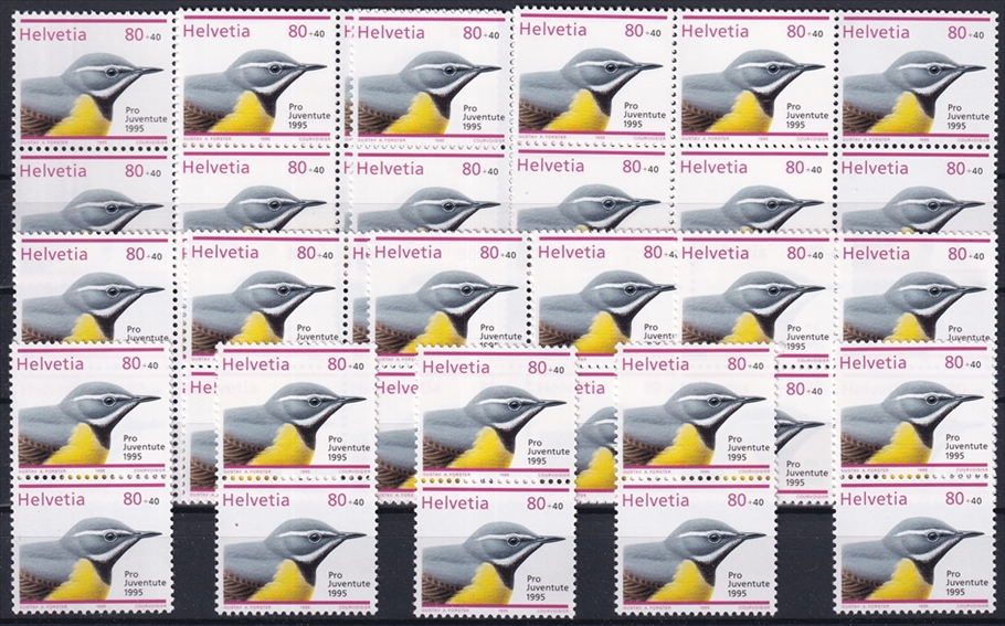 Schweiz Pro Juventute 1995 SBK Nr. J338 - 50 x CHF 0.80 "Tiere - Gebirgsstelze" postfrisch zum Frankieren