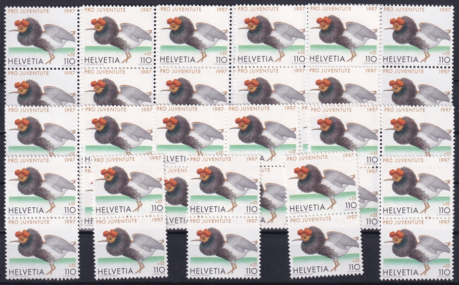 Schweiz Pro Juventute 1997 SBK Nr. J347 - 50 x CHF 1.10 "Tiere - Kampfläufer" postfrisch zum Frankieren