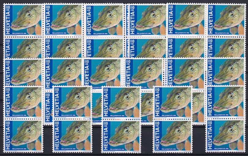 Schweiz Pro Juventute 1998 SBK Nr. J351 - 50 x CHF 1.10 "Tiere am und im Wasser - Hecht" postfrisch zum Frankieren