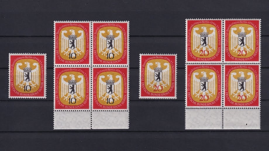 Berlin 1955 Nr. 129/30 Einzel und 4er Block **