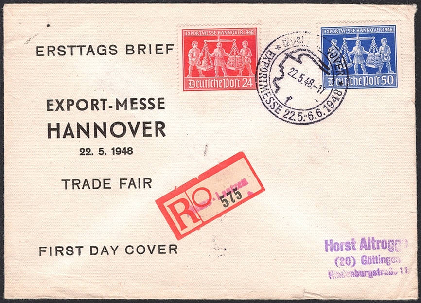 Deutschland, Alliierte Besetzung 1948 Mi. Nr. 969/70 auf Ersttagsbrief gestempelt HANNOVER