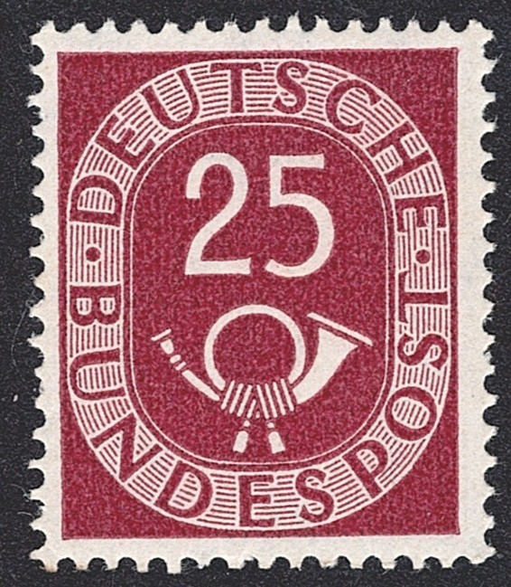 Deutschland, BRD, 1951, Freimarken, Nr.131, 25Pfg.dunkelbraunkarmin