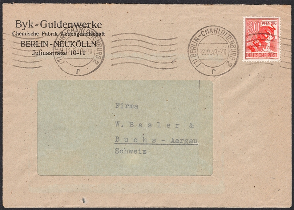 Deutschland, Berlin, Nr.28 auf Brief in die Schweiz, BERLIN-CHARLOTTENBURG